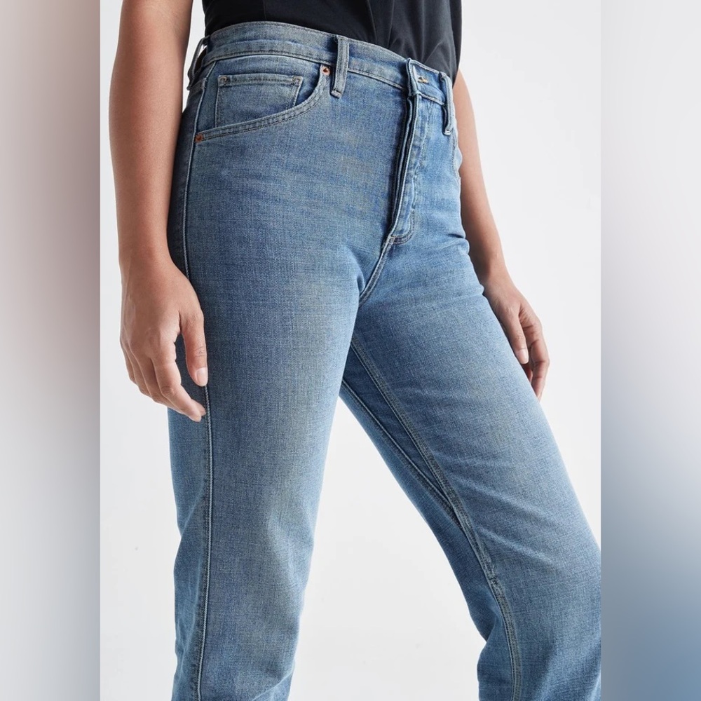 Duer Midweight Denim High Rise Straight (Button Fly) - Medium Blue - Picture 5 of 8